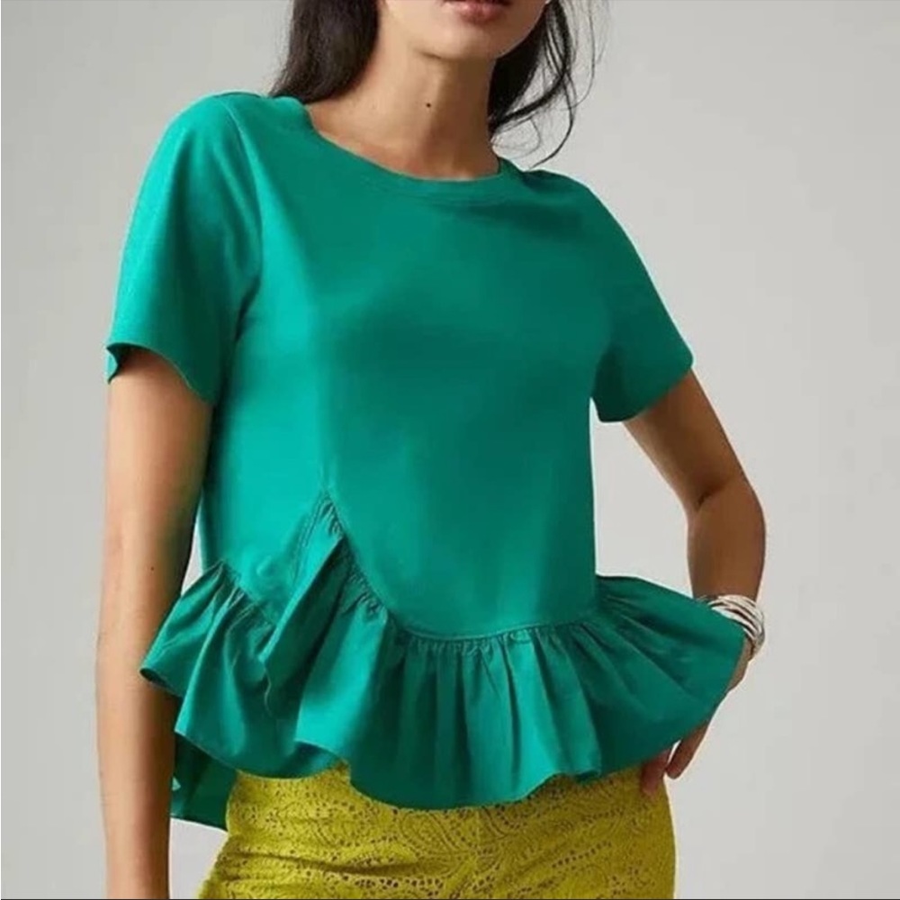 Maeve Anthropologie Ruffle-Hem Blouse